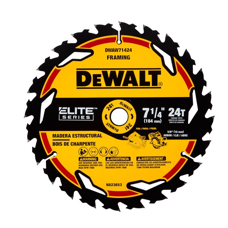 DEWALT Elite Series BLISTER Circular Saw Blade 7 1/4in 24T -  DWAW71424B10