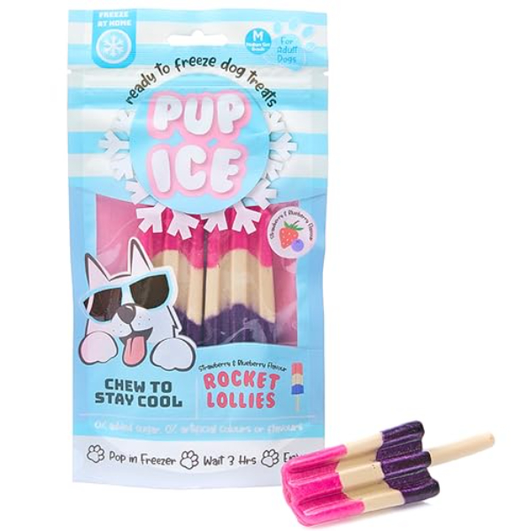 Picture of Ethical Products 136289 Pup Ice Strawberry & Blueberry Rocket Lollies Dog Treat - Pack of 2