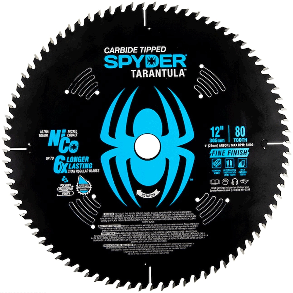 135699 12 in. 80 Teeth Spyder Tarantula Ultra Fine Finish Circular Saw Blade - Clamshell -  SM Products