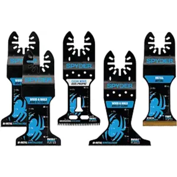 Spyder Oscillating Tool Blade Set, Bi-Metal Wood/Metal, 1-3/8 - 2-1/2 Inch, 5 Pieces - 70000