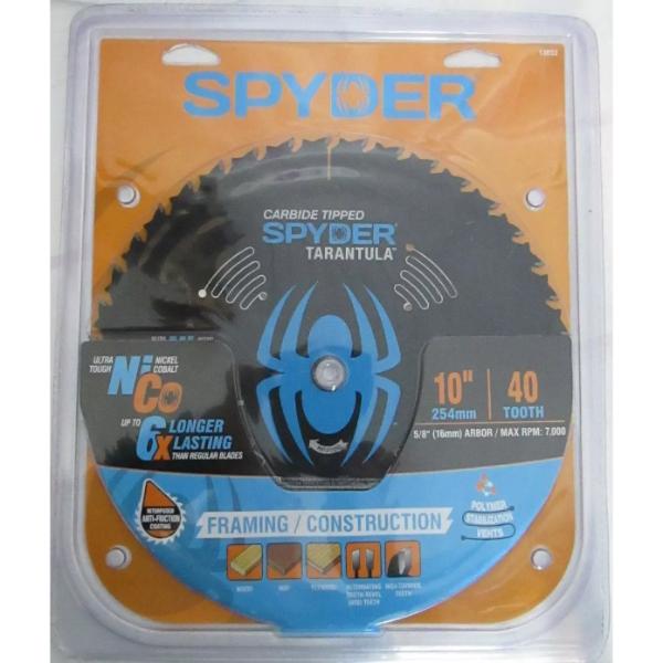 135716 10 in. 40 Teeth Spyder Tarantula General Purpose Circular Saw Blade - Clamshell, Blue & Black