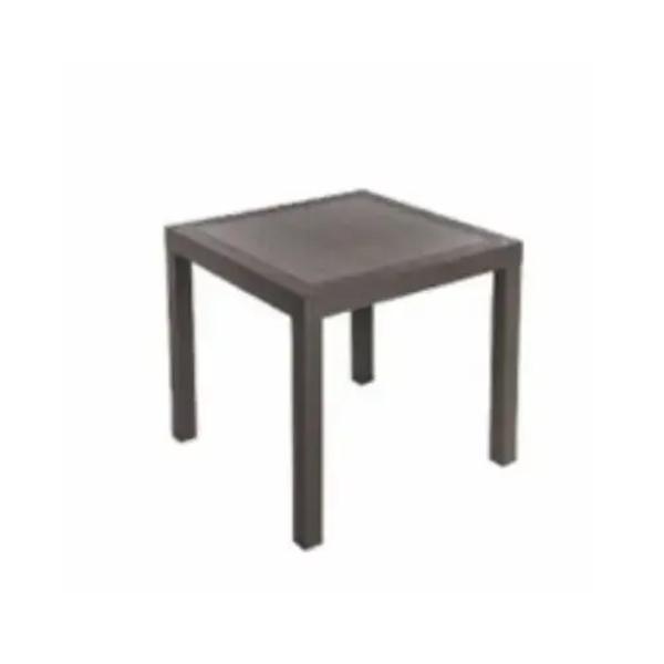 139565 Rattan Look Square Plastic Side Table - Brown