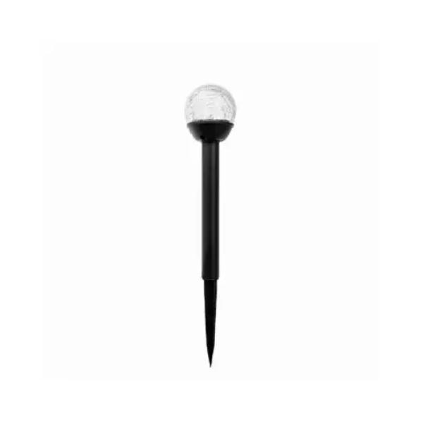 138389 13 in. Solar LED Pathway Light - Crackle Glass Ball, Black - Pack of 12