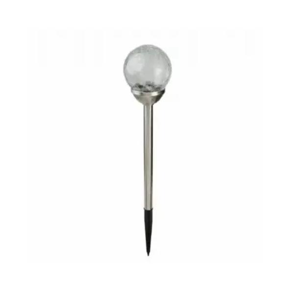 139751 17 in. Stainless Steel Solar Pathway Light - Crackle Glass Ball, White - Pack of 6