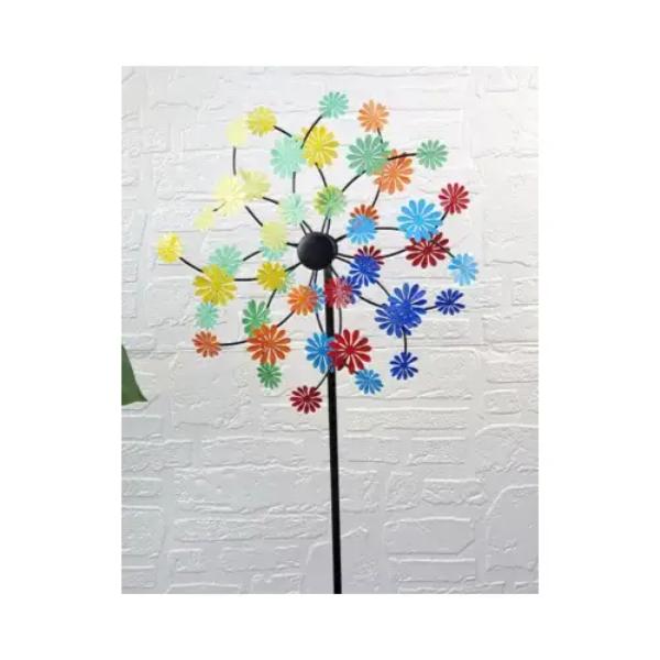 139946 43 in. Solar LED Wind Spinner Stick Light - Crackle Glass Ball, Multi Color