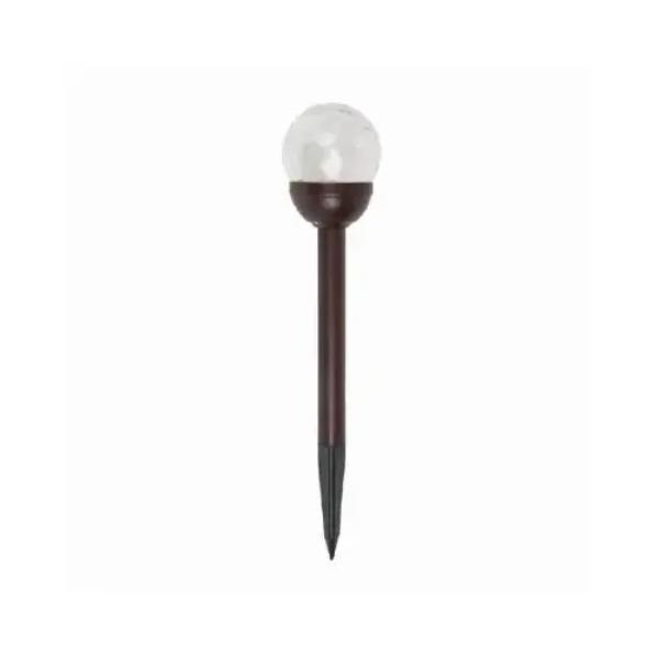 138369 15.55 in. Solar LED Pathway Light with Crackle Glass Ball, Bronze & White - Pack of 16
