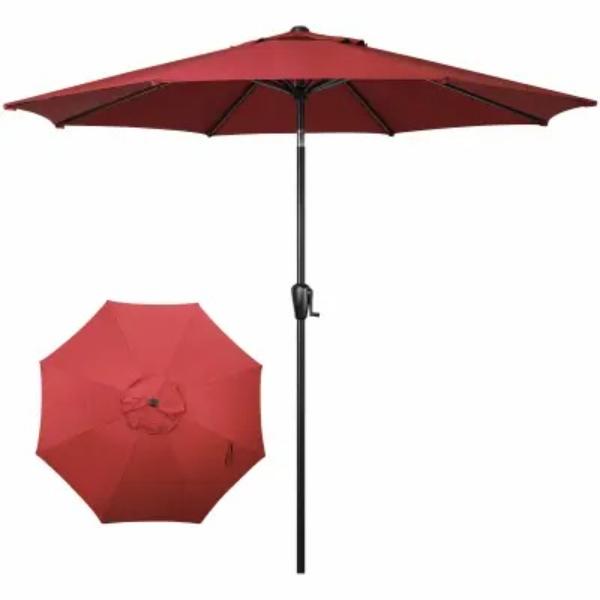 138393 9 ft. Steel Frame Patio Umbrella - Burgundy
