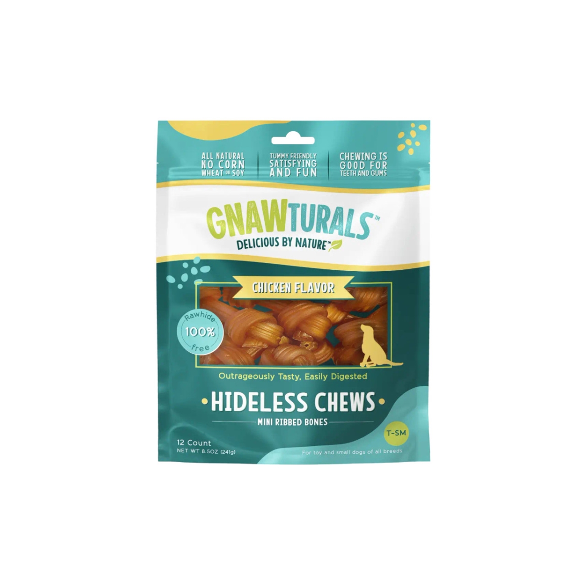 138874 4-4.5 in. Chicken Hide Less Ribbed Bone Dog Treat - Small & Medium