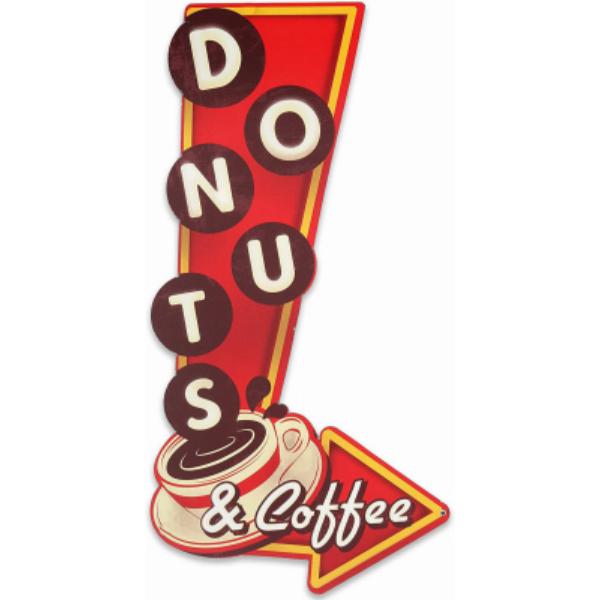Picture of Headwind Consumer Products 140372 Donuts & Coffee Indoor & Outdoor Embossed 3D Metal Sign