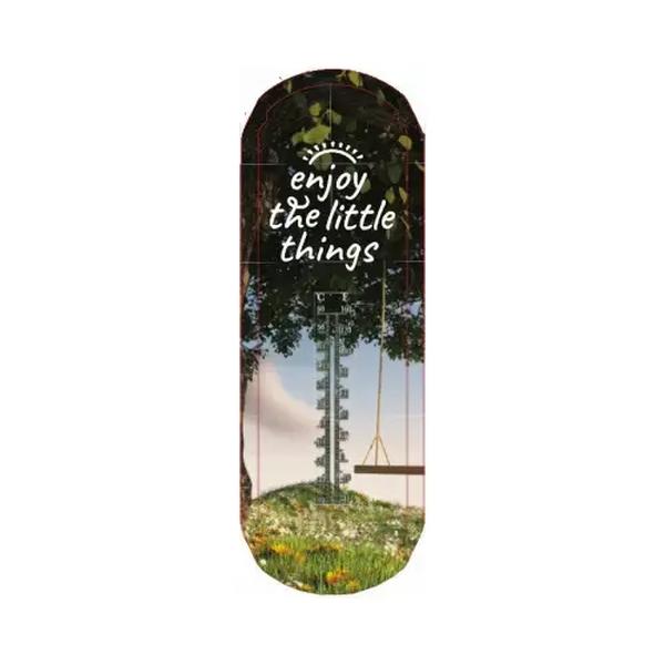 140332 17 in. Indoor & Outdoor Metal Thermometer with Enjoy the Little Things Design