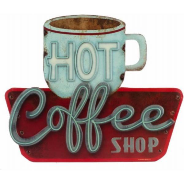 Picture of Headwind Consumer Products 140374 Hot Coffee Shop Indoor & Outdoor Embossed 3D Metal Sign