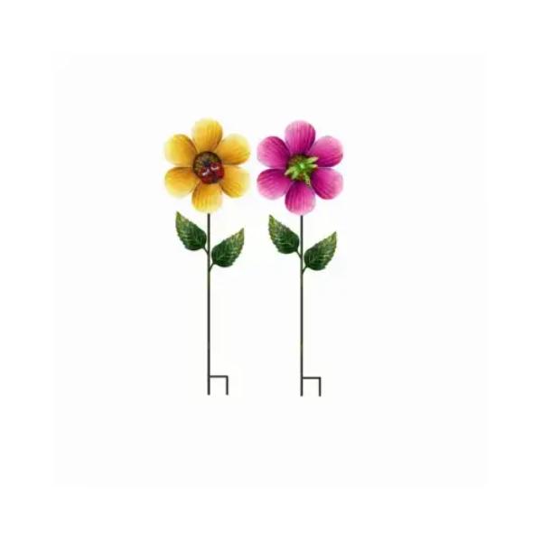 140234 31 in. Solar LED Flower & Bug Spinner Stick - Metal, Bee or Dragonfly - Pack of 8