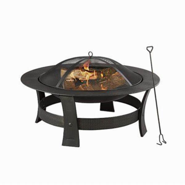 35 in. Black Round Fire Pit
