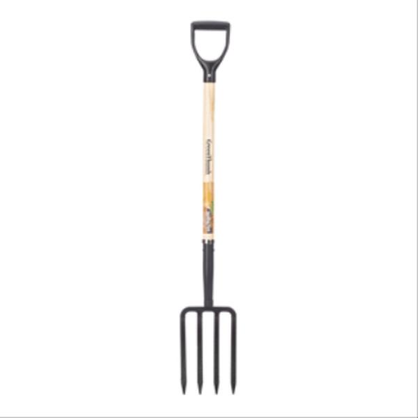 Green Thumb 4-Tine Spading Fork with Wood D-Handle