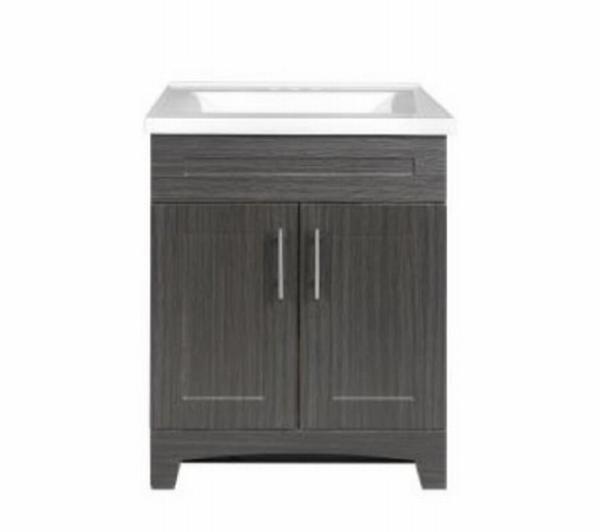 100729 24 in. White Moderna Grigio Single Sink Bathroom Vanity Combo