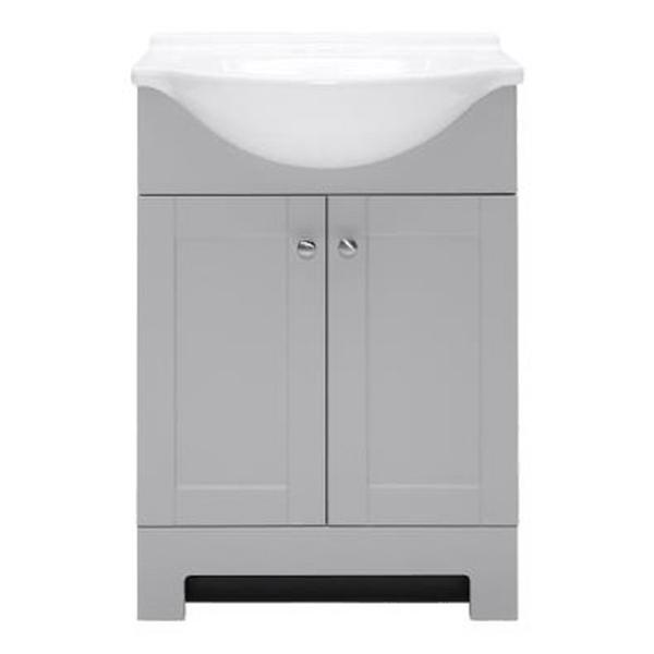 100732 24 in. Gray Single Sink Bathroom Vanity Combo