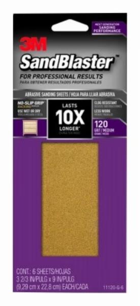 3M Pro Grade Precision Faster Sanding Sheets w/ NO-SLIP GRIP Backing,SHTR120-PGP-6T,3 2/3" x 9", 120 Gr, 6 Shts/pk | by West Marine
