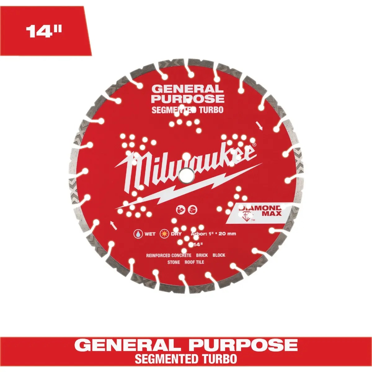 Picture of Milwaukee Electric Tool 144265 14 in. Diamond Max Segmented Turbo&#44; General Purpose Diamond Blade