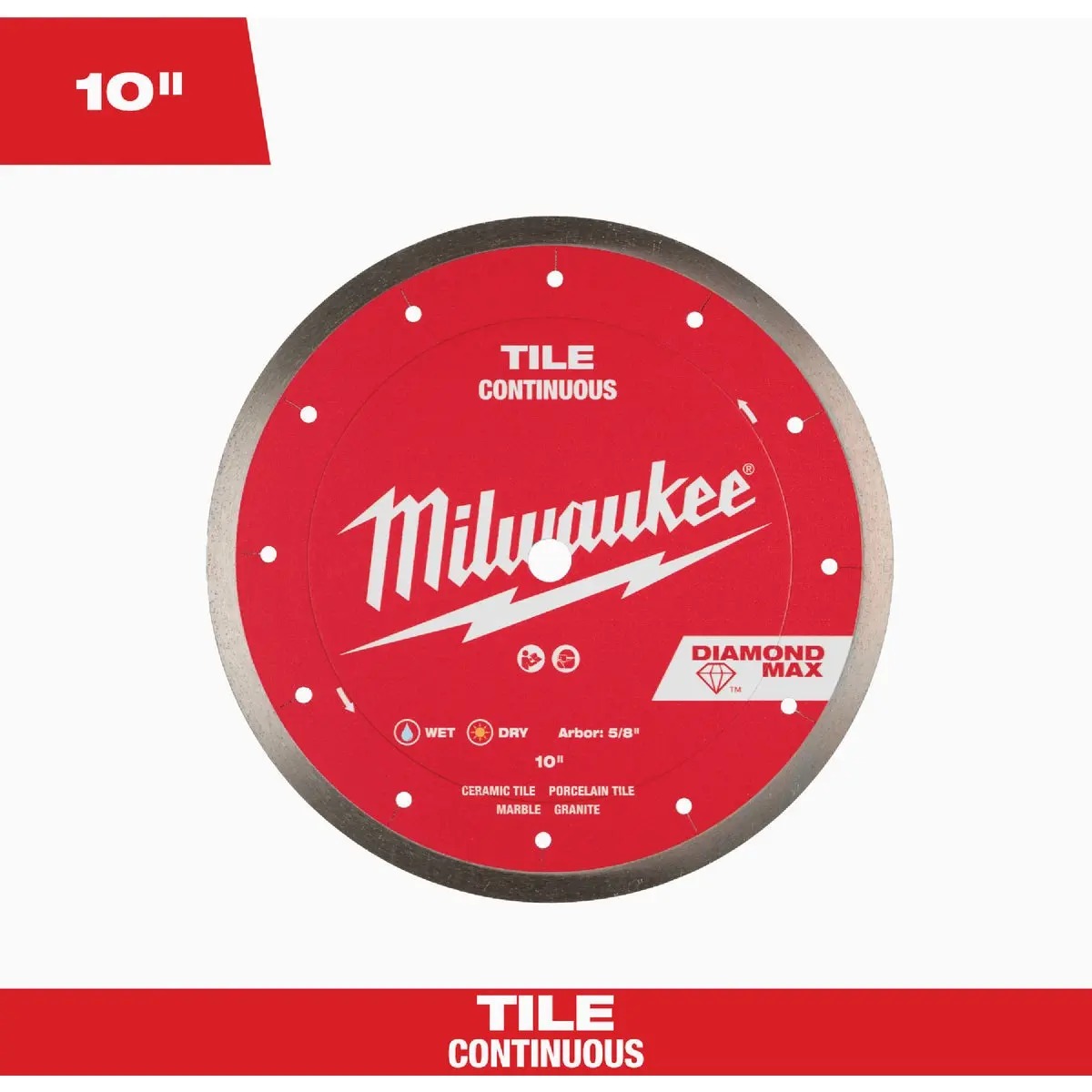 Picture of Milwaukee Electric Tool 143378 10 in. Diamond Max Continuous Tile Diamond Blade