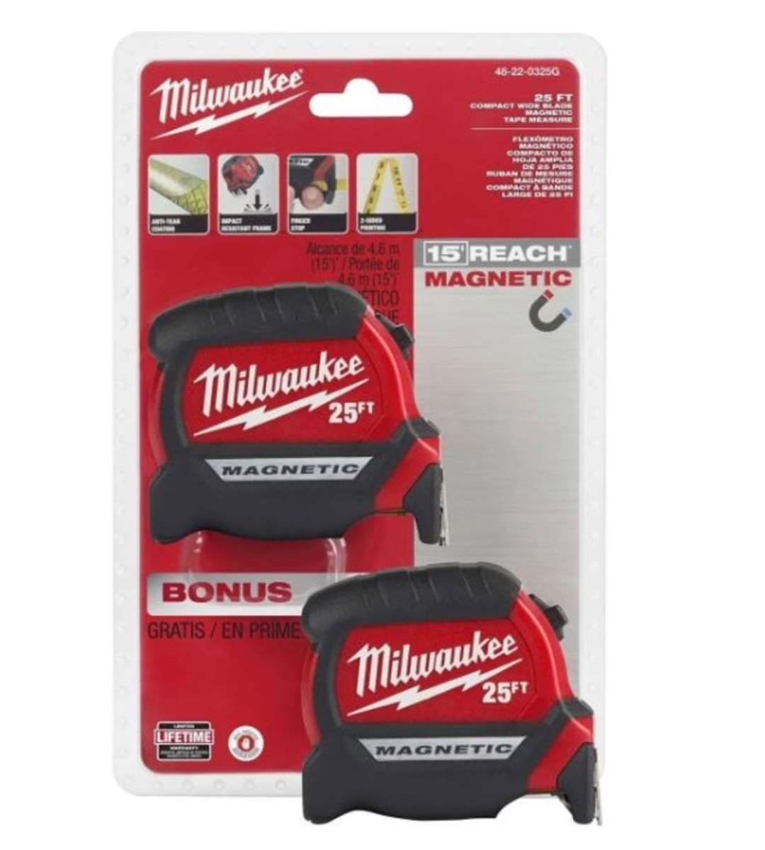 Picture of Milwaukee Electric Tool 143773 25 ft. Compact Magnetic Tape Measure - Pack of 2