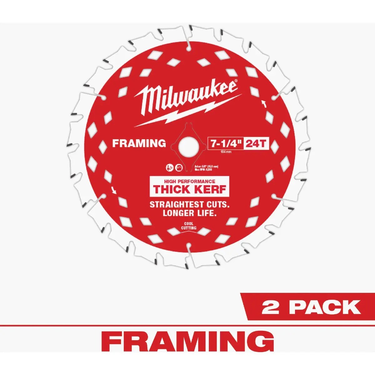142972 7.25 in. 24 Tooth Thick Kerf Framing Circular Saw Blade - Pack of 2