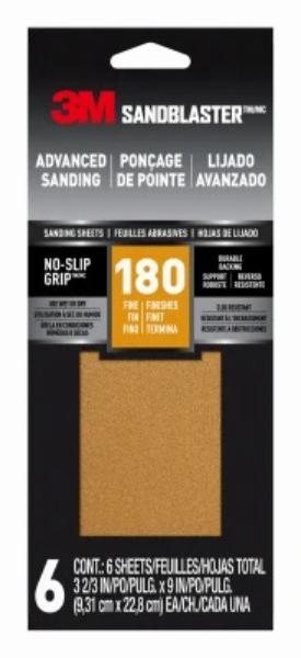 3M Pro Grade Precision Faster Sanding Sheets w/ NO-SLIP GRIP Backing, 3 2/3" x 9", 180 Grit 6 Shts/pk | For Boats | by West Marine