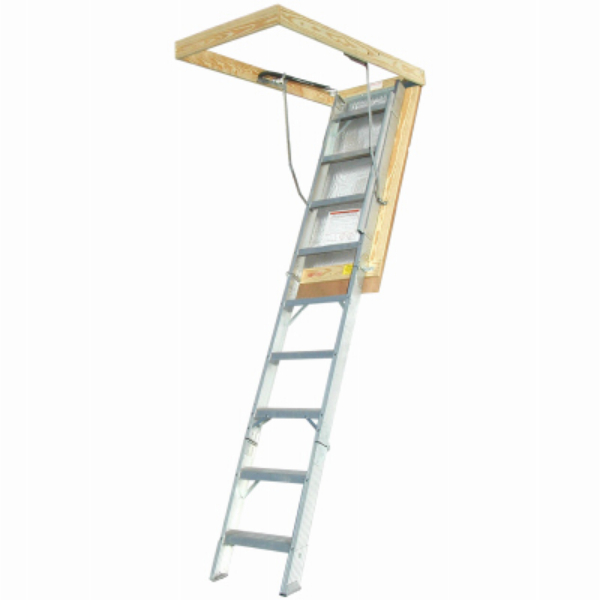 100029 10 ft. Folding Attic Stairway Ladder, Aluminum - R-5 Door - 30 x 54 in. Opening
