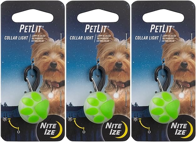Nite Ize 147595 Pet Lit LED Paw Stylish Safety Collar Light with Clip - Lime Green