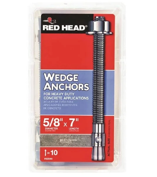 151477 0.62 x 7 in. Stainless Steel Zinc Plated Wedge Anchor - 10 Count