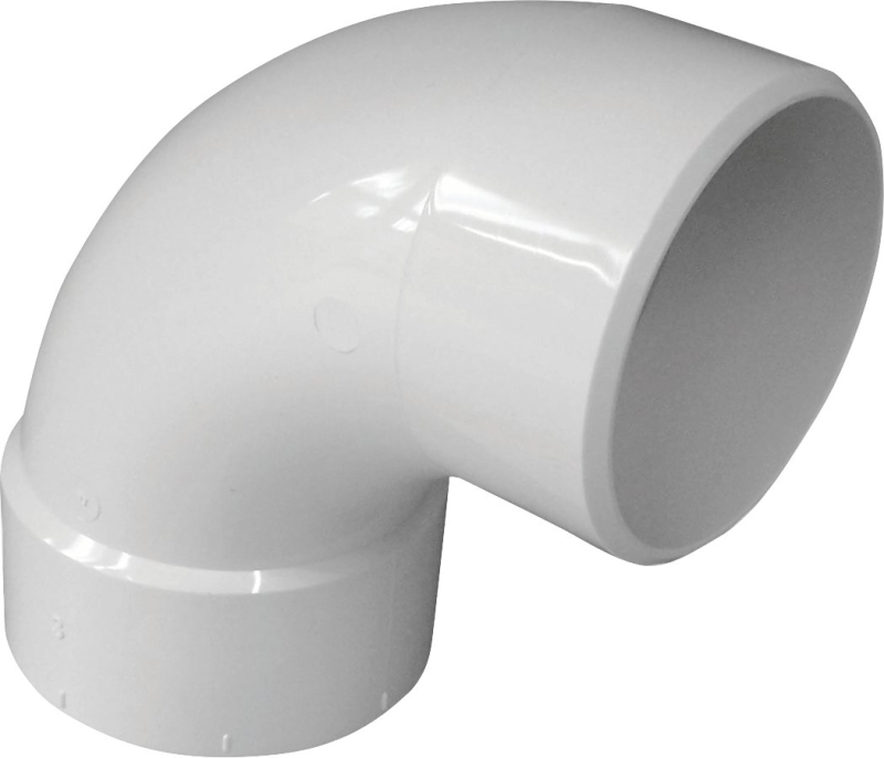 IPEX Sewer Long Turn Sweep Pipe Elbow, 3 in, Spigot x Hub, 90 deg Angle, PVC, White