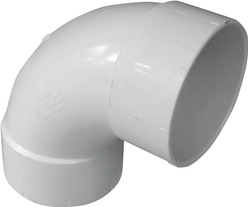 CANPLAS Sanitary Pipe Elbow, 6 in, Hub, 90 deg Angle, PVC, White