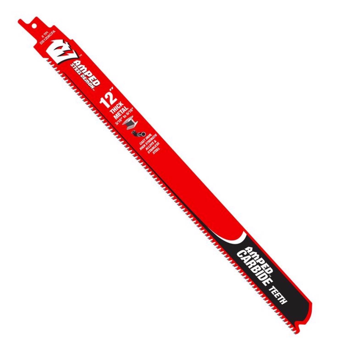 Diablo Tools 12 Inch 8 TPI AMPED Reciprocating Blades for Thick Metal, 3 Pack - DS1208CFA3