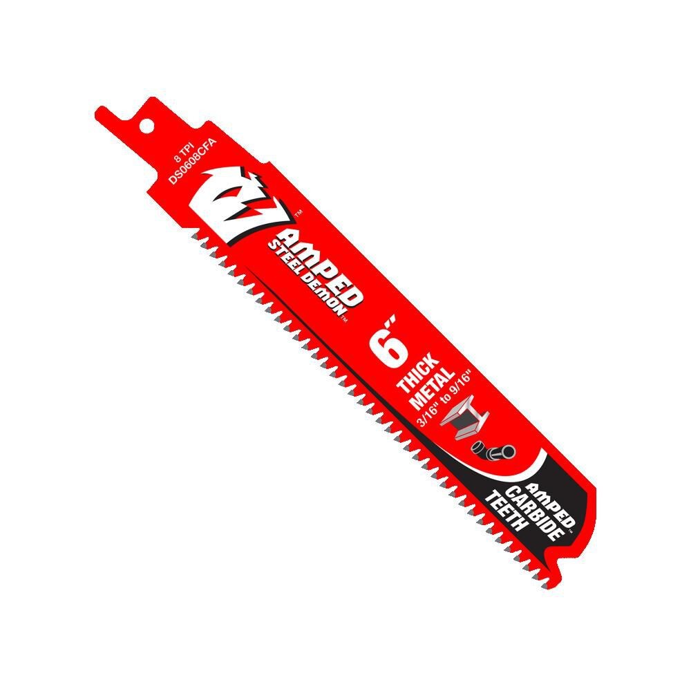 Diablo Tools 6 Inch 8 TPI Carbide Teeth Reciprocating Saw Blade for Thick Metal, 10 Pack - DS0608CFA10
