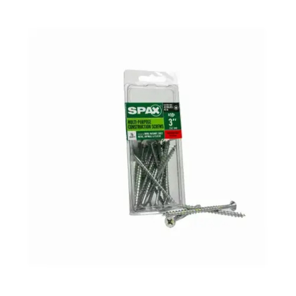#10 x 3 in Interior Wood Screws Construction Flat Head Phillips Square Unidrive, 16PK