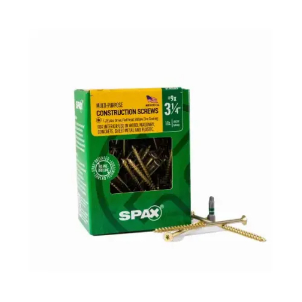 152338 9 x 3.25 in. T-20 Plus Partial Thread Yellow Zinc Flat Head Screw - 89 per Box