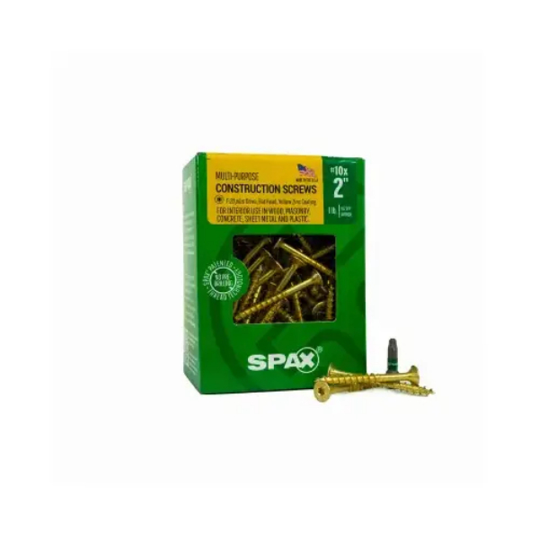 152340 10 x 2 in. Flat Head T-20 Plus Partial Thread Yellow Zinc Interior Multi-Material Construction Screw - Pack of 107