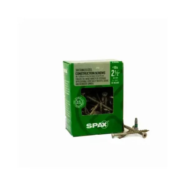 #10 x 2-1/2 in Exterior Stainless Steel Wood Deck Screws Construction Flat Head T-Star Plus, 83PK