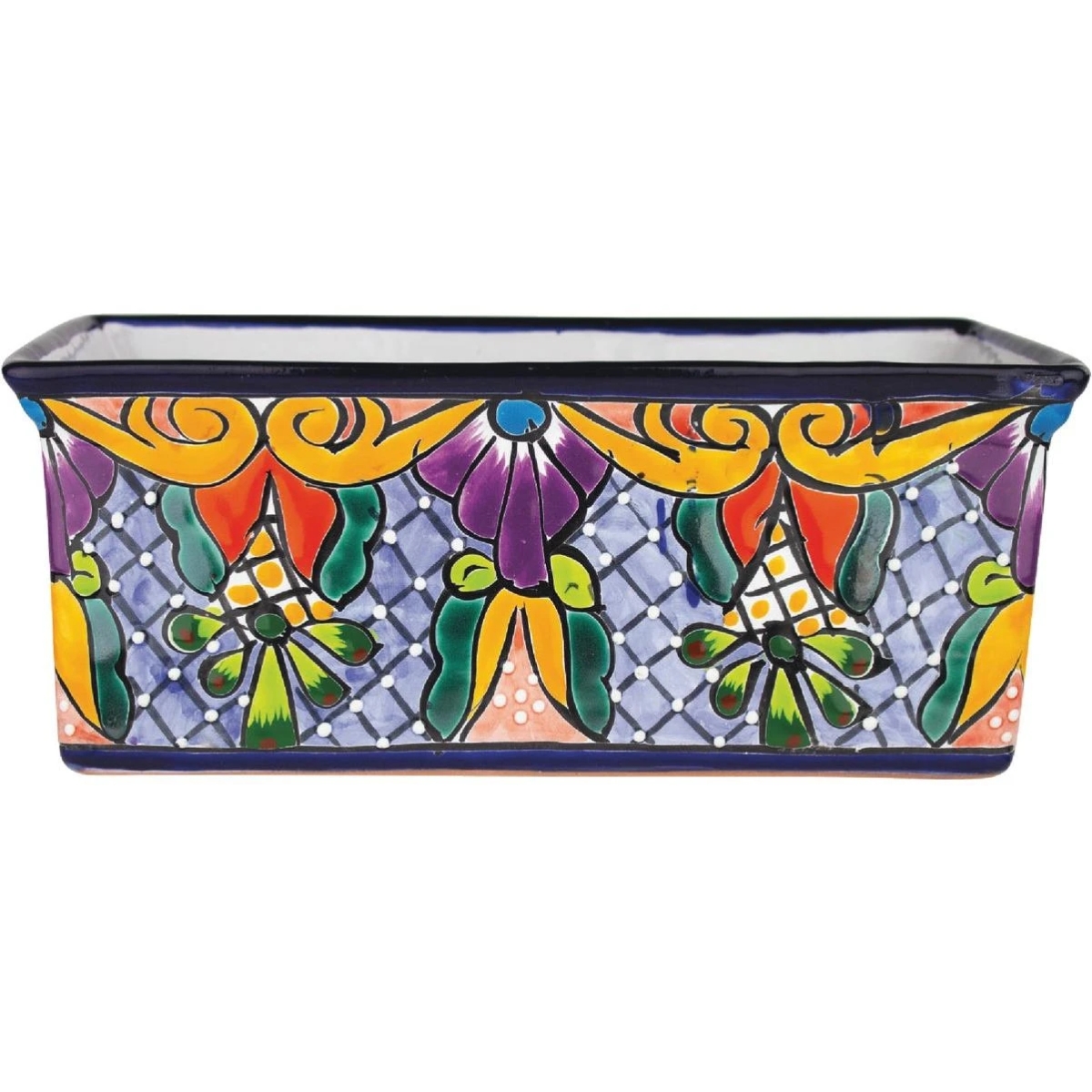 138750 12 in. Verona Rectangle Clay Planter - Pack of 2