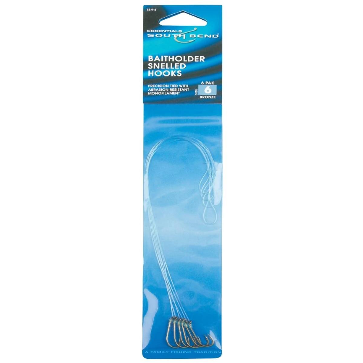 153727 Bronze Snelled Fishing Hooks with Loop - Size 6 - Pack of 6