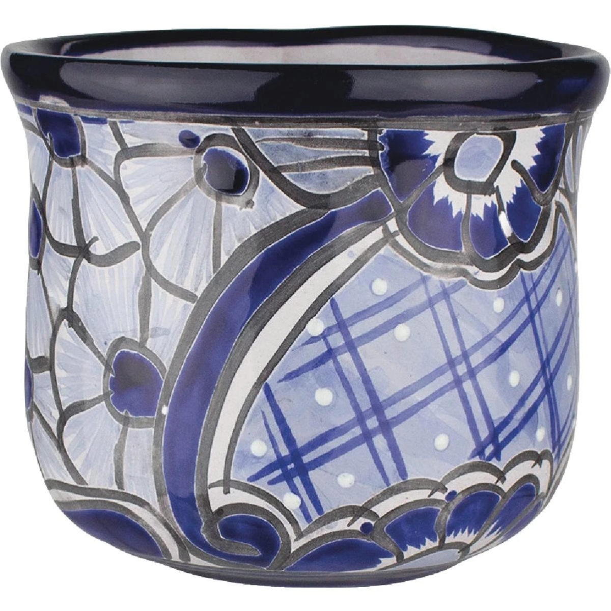 138763 5 in. Blue & White Italian Clay Planter - Pack of 4