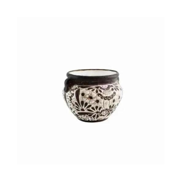 138754 10 in. Michoacana Planter, Sand & Black
