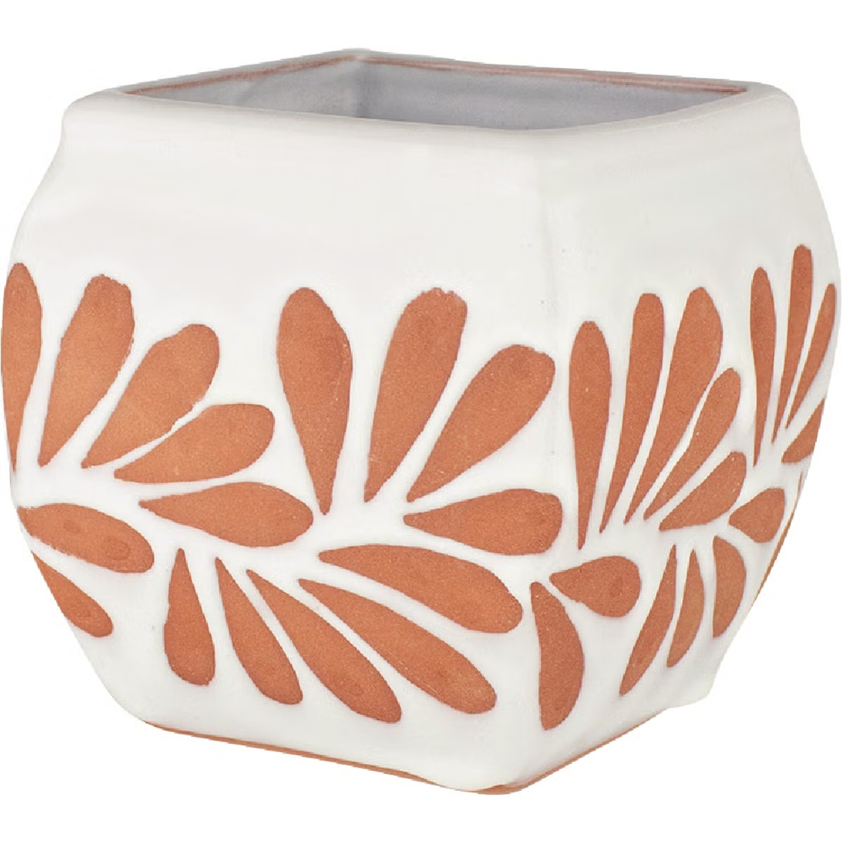 138762 5 in. Bubble Square Plumeado White Clay Planter, Pack of 4