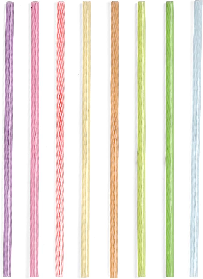 156321 8 in. Rainbow Reusable Straws, Multi Color - One Size - Pack of 24