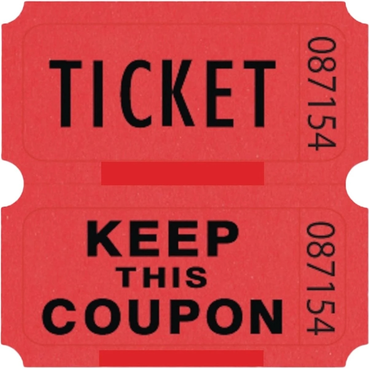 157760 2 x 2 in. 50-50 Numbered Red Raffle Ticket