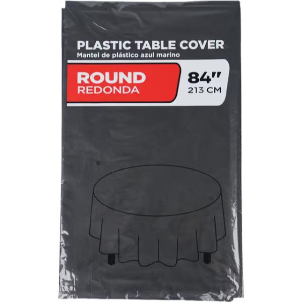 161523 84 in. Black Round Plastic Table Cover