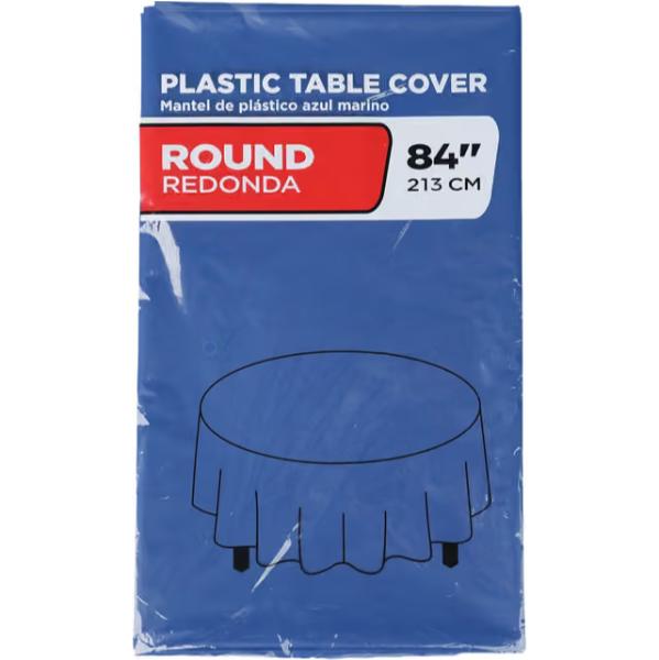 161519 84 in. Navy Round Plastic Table Cover