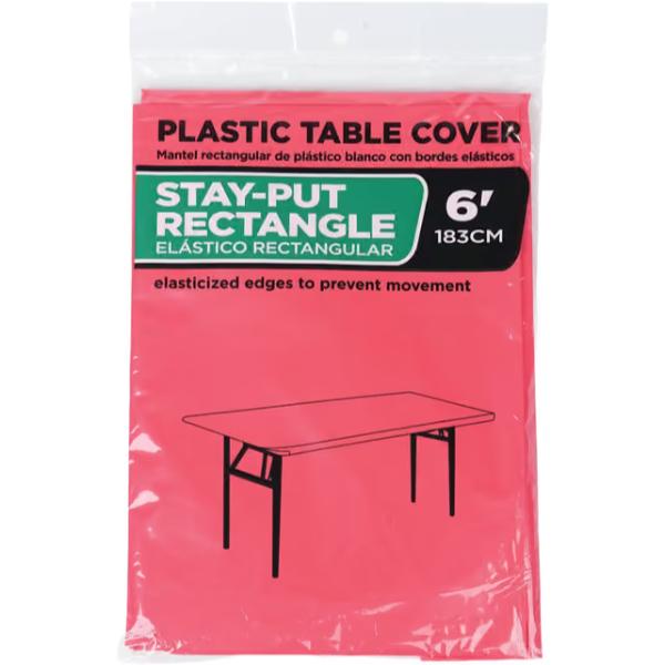 161560 6 ft. Red Stay-Put Fitted Rectangular Table Cover