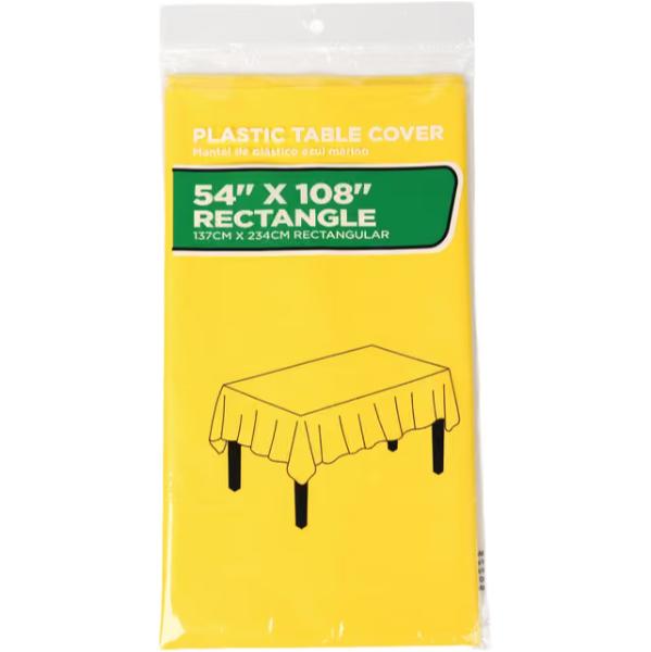 161487 54 x 108 in. Pastel Yellow Rectangular Plastic Table Cover