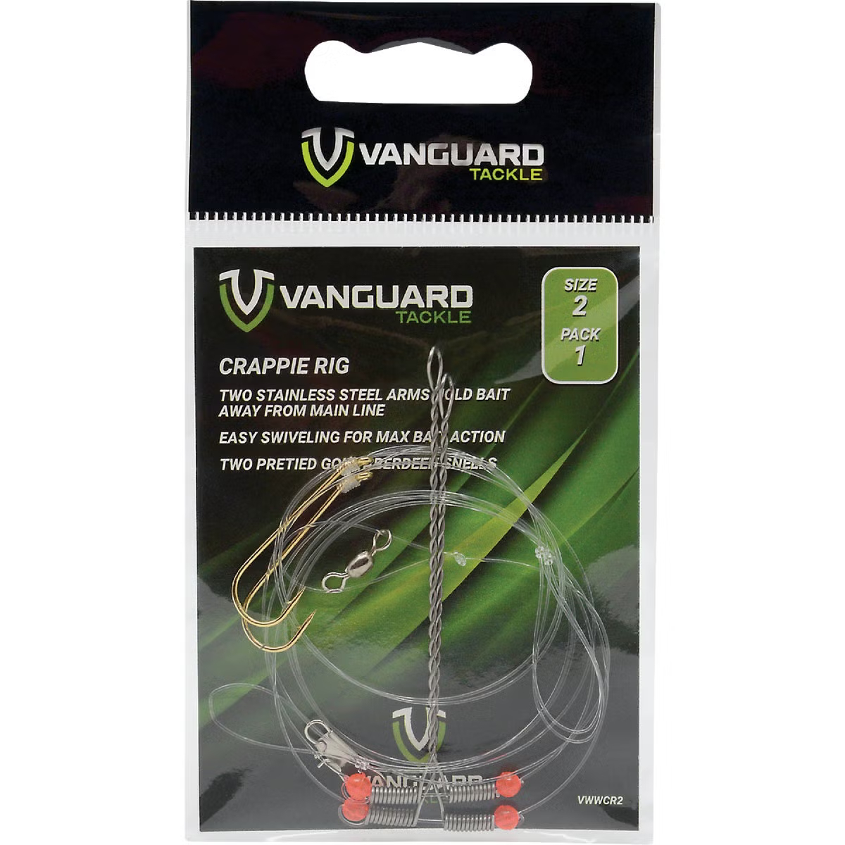 160973 Vanguard Crappie Rig Leader Hook - Size 6 - 2 Piece