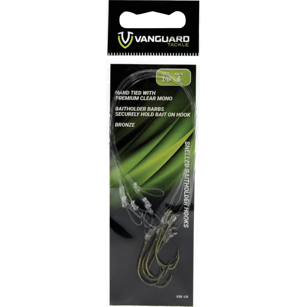 160927 Vanguard Baitholder Bronze Snelled Hooks - Size 2 - Pack of 6